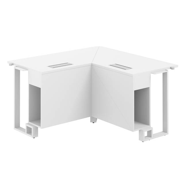 SP.0105.WH.WH.WH / Модуль угловой 1400х1400х750 / столешница:белый, подстолье:белый, металлокаркас:белый, лючок:серый