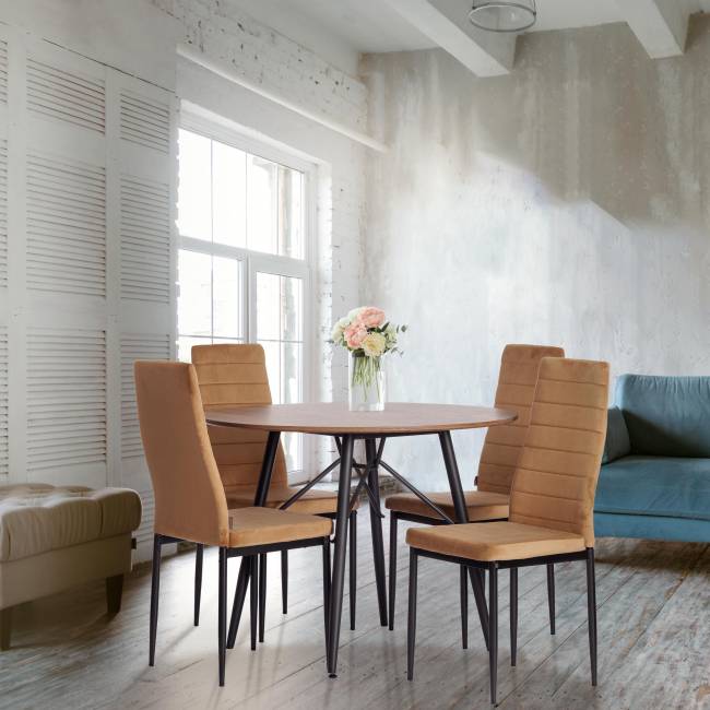 Стул Easy (mod. JSC02-1) / 2 шт. в упаковке металл, флок, 41 х 52 х 96 см, brown (золотисто - коричневый) HLR12 / черный (Комплект из 2 шт.) коричневый металл, флок