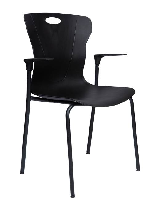 Стул / Seven black / черный пластик / черная база с подлокотниками