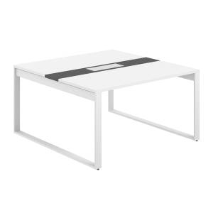 AG.2-1414.WH.72.WH.AN / Стол для переговоров 1400х1438х750 / профиль О-образный: 70х20 белый; лючок: серебро; столешница: белый, вставка антрацит