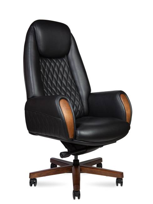 Кресло офисное / Верди / Verdi / черная кожа