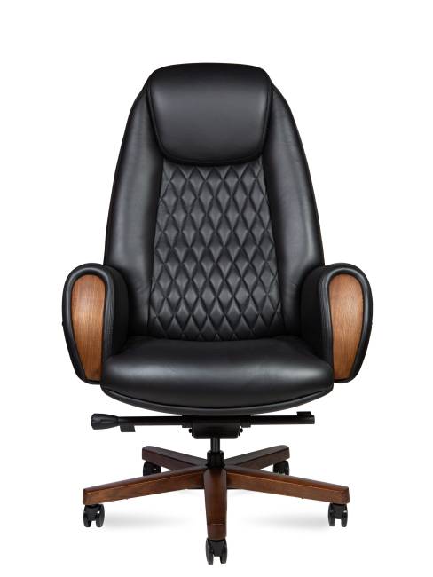Кресло офисное / Верди / Verdi / черная кожа