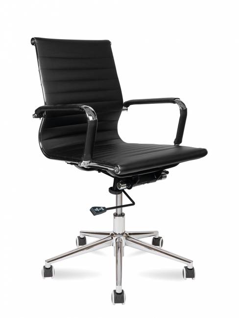 Кресло офисное / Техно LB только Москва / УЦЕНКА хром / черная экокожа Кресло офисное / Техно LB только Москва / УЦЕНКА хром / черная экокожа
