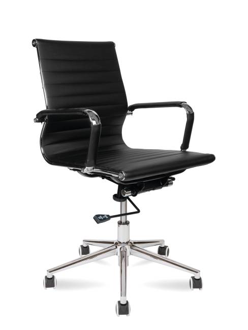 Кресло офисное / Техно LB только Москва / УЦЕНКА хром / черная экокожа Кресло офисное / Техно LB только Москва / УЦЕНКА хром / черная экокожа