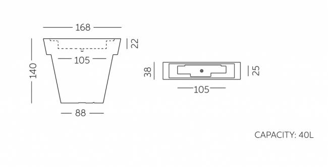 Кашпо пластиковое светящееся Il Vaso Lighting белый 1680х380х1400 мм