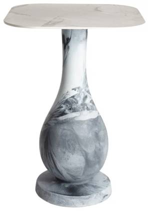 Стол барный из HPL пластика Ottocento Up Special арабескато, белый мрамор Калакатта 800х800х1110 мм