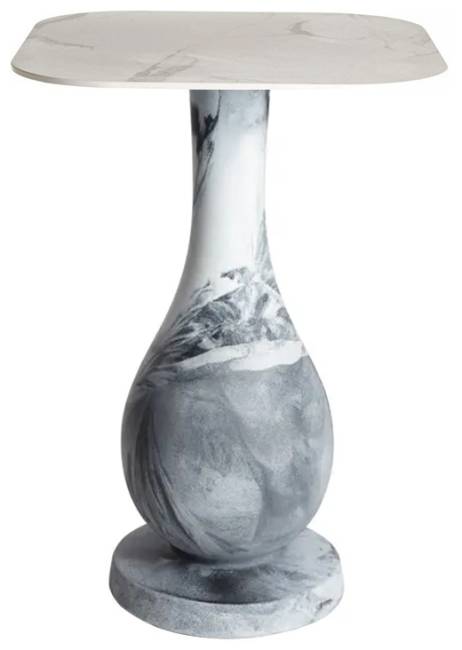 Стол барный из HPL пластика Ottocento Up Special арабескато, белый мрамор Калакатта 800х800х1110 мм