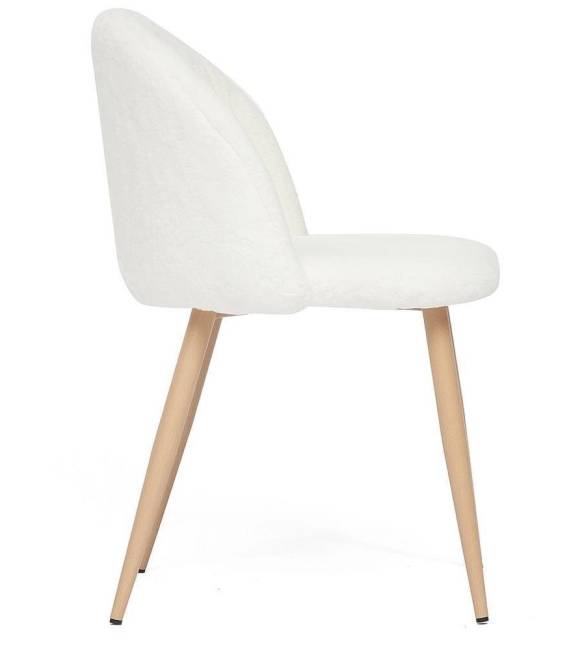 Дизайнерский стул Aruno букле молочный, опора бук натуральный