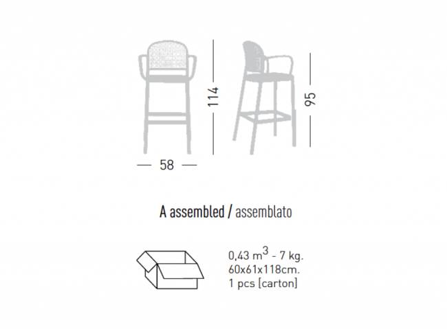 Кресло пластиковое барное Panama B зеленый 580х590х1140 мм