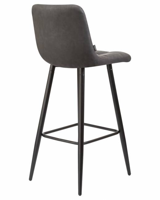 Стул барный DOBRIN NICOLE, черные матовые ножки, серая антрацитовая винтажная экокожа (RU-08)