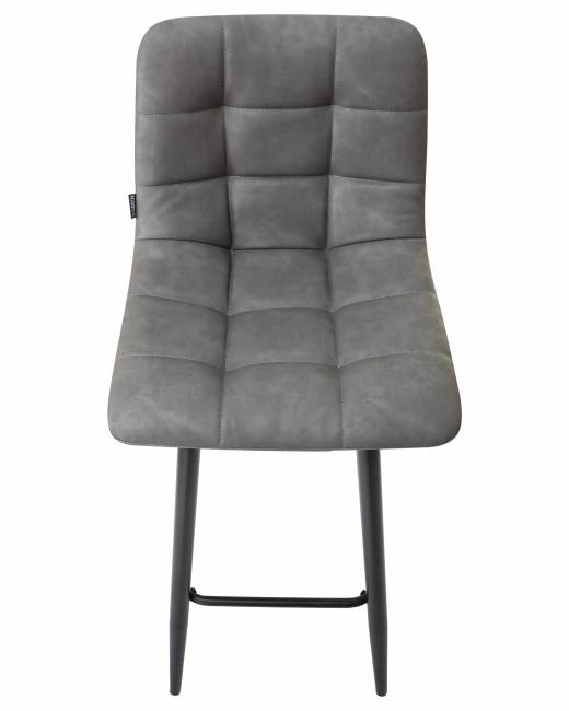 Стул барный DOBRIN NICOLE, черные матовые ножки, серая антрацитовая винтажная экокожа (RU-08)