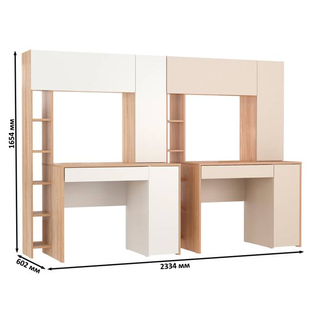 Комплект их двух компьютерных столов Комфорт 12.71 цвет дуб сонома/белый/гикори рокфорд натуральный/сатин