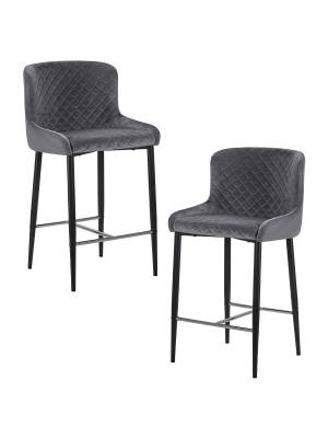 Набор 2 шт Стул полубарный DOBRIN CHRISTIAN'65, черные ножки, темно-серый велюр (V108-91)