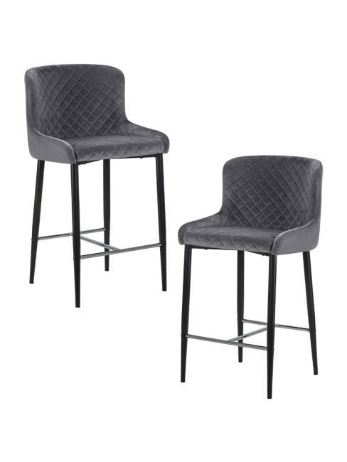 Набор 2 шт Стул полубарный DOBRIN CHRISTIAN'65, черные ножки, темно-серый велюр (V108-91)