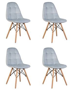 Набор 4 шт Стул обеденный DOBRIN BENNET, ножки светлый бук, пудрово-голубой велюр (HLR-15)