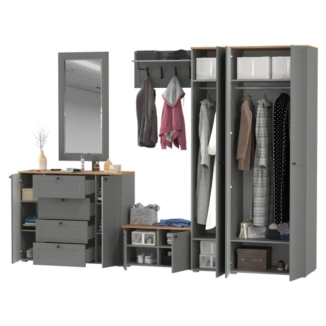 Остин модульная мебель в прихожую № 55 цвет серый графит/дуб крафт золотой Остин модульная мебель в прихожую № 55 цвет серый графит/дуб крафт золотой