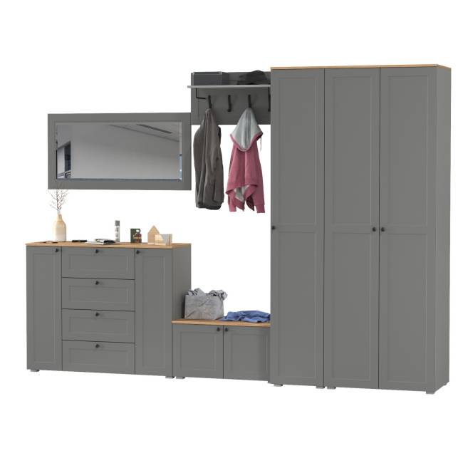 Остин модульная мебель в прихожую № 55 цвет серый графит/дуб крафт золотой Остин модульная мебель в прихожую № 55 цвет серый графит/дуб крафт золотой