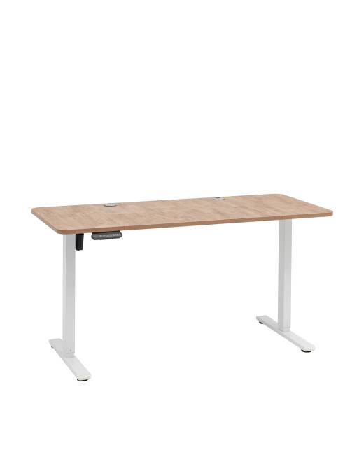 Стол с регулировкой высоты, 1 мотор, память 3 уровня высоты,белый, 140*60 см, светлое дерево