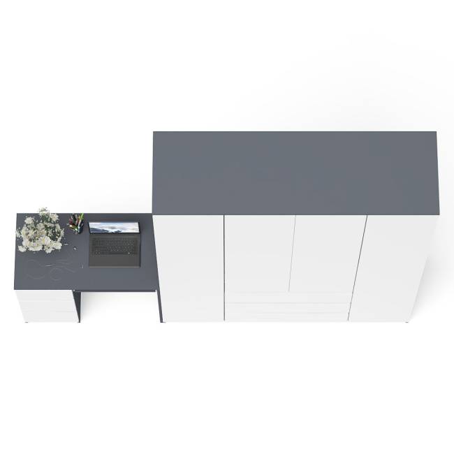 Стол компьютерный однотумбовый левый со шкафом МШ1600 Мори цвет графит/белый