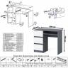 Стол компьютерный однотумбовый левый со шкафом МШ1600 Мори цвет графит/белый