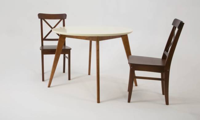 Стол Сканди К 100 орех/слоновая кость со стульями Ингольф орех