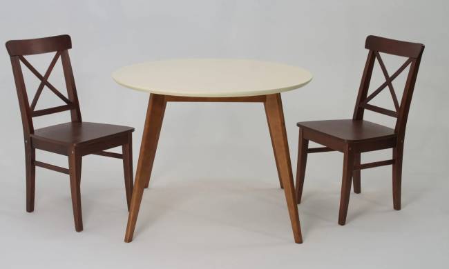 Стол Сканди К 100 орех/слоновая кость со стульями Ингольф орех
