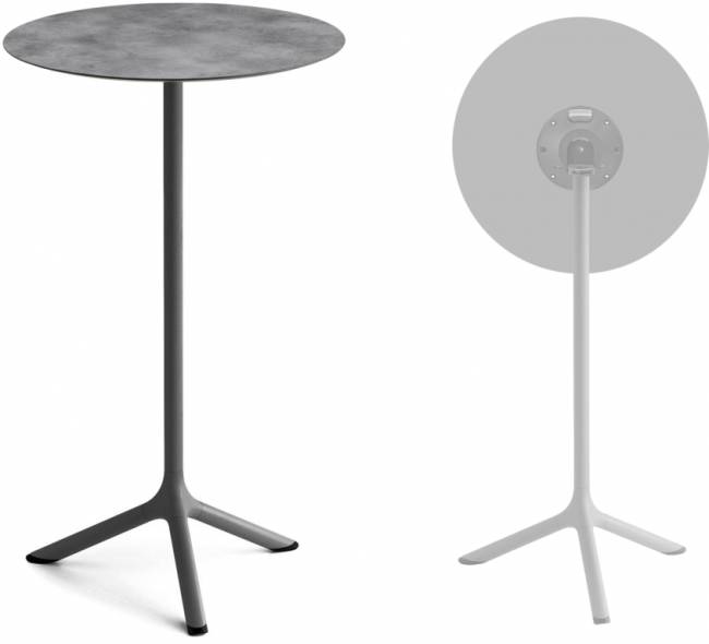 Стол ламинированный барный складной Tripe Folding антрацит, цементный Ø600х1100 мм