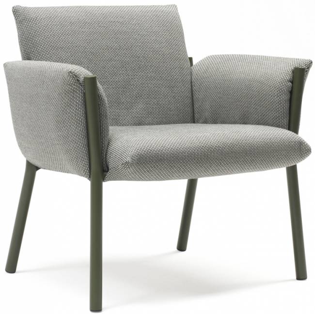 Кресло лаунж металлическое c подушками Brezza Lounge оливковый, серый 650х510х710 мм