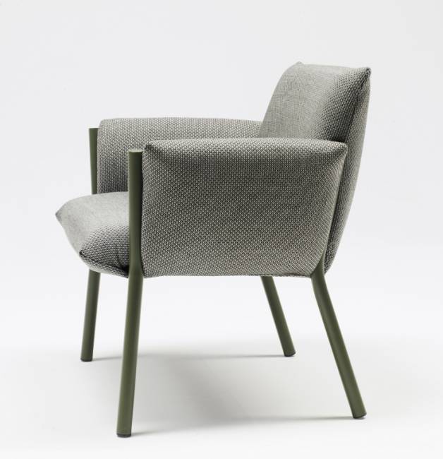 Кресло лаунж металлическое c подушками Brezza Lounge оливковый, серый 650х510х710 мм