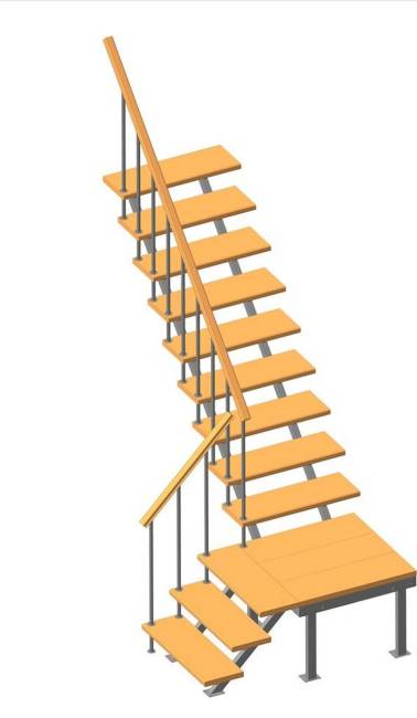 Комбинированная межэтажная ЛЕС-05 2550 проем 2810-900, Сосна с подступенкой