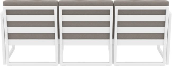 Диван пластиковый трехместный с подушками Mykonos XL белый, светло-коричневый 2000х720х750 мм Диван пластиковый трехместный с подушками Mykonos XL белый, светло-коричневый 2000х720х750 мм