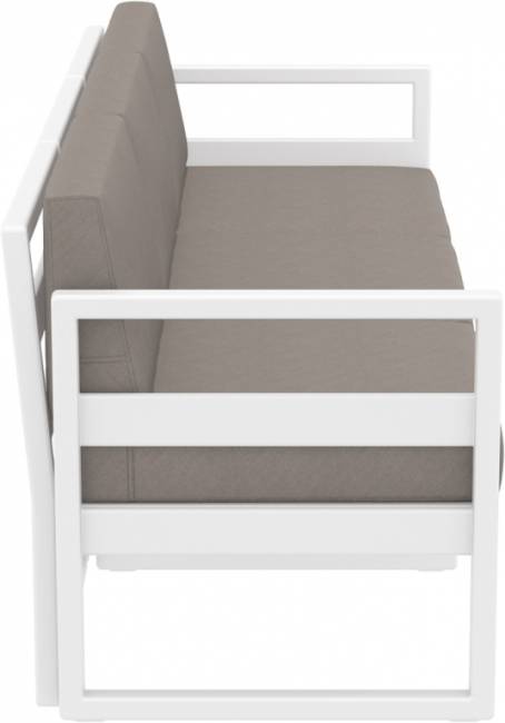 Диван пластиковый трехместный с подушками Mykonos XL белый, светло-коричневый 2000х720х750 мм Диван пластиковый трехместный с подушками Mykonos XL белый, светло-коричневый 2000х720х750 мм