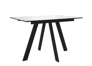 Стол DikLine DKD140 керамика 140(180)х80, Carrara Gloss (мрамор глянец белый), опоры черные (2уп.)