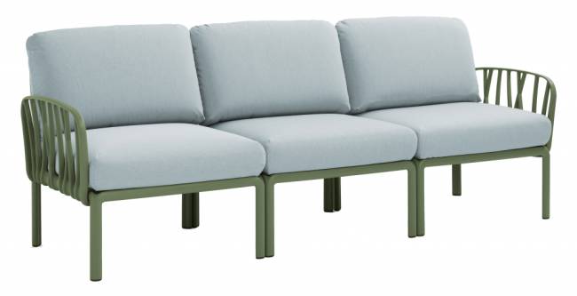 Диван пластиковый с подушками Komodo 3 агава, лед 2160х780х880 мм