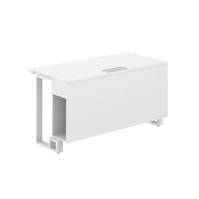 SP.0106.WH.WH.WH / Модуль прямой 1400х700х750 / столешница:белый, подстолье:белый, металлокаркас:белый, лючок:серый