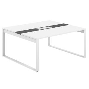 AG.2-1616.WH.72.WH.AN / Стол для переговоров 1600х1638х750 / профиль О-образный: 70х20 белый; лючок: серебро; столешница: белый вставка антрацит