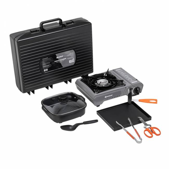 Плита газовая портат. в кейсе, сковорода и пластина д/гриля, кух.инструмент (N-MEGA KIT) NISUS Плита газовая портат. в кейсе, сковорода и пластина д/гриля, кух.инструмент (N-MEGA KIT) NISUS