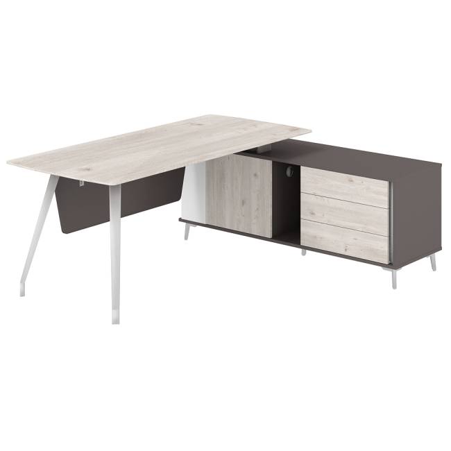 SR.101.DN.WF.R / Стол руководителя 1950х1600х750 на опорной тумбе правой / цвет: дуб тоскана/вольфрам