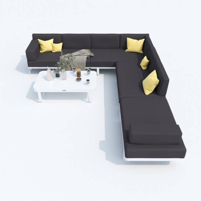 Лаунж зона угловая TESORA антрацит - белый каркас