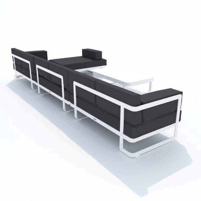 Лаунж зона угловая TESORA антрацит - белый каркас