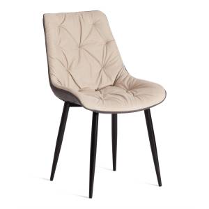 Стул ALTUS (мод. 2334 ) / 1 шт. в упаковке ткань/экокожа/металл, 53x61x88 см, бежевый/темно-серый/черные ножки бежевый/темно-серый/черные ножки ткань/экокожа/металл