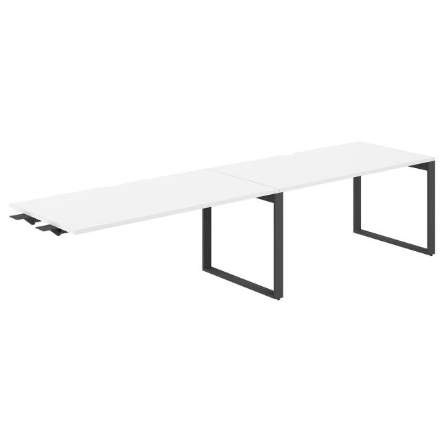 AG.199.WH.V.72.AN / Рабочая станция комбо s-b-s 3200х800х750 / профиль О-образный: 70х20 антрацит; столешница с вырезом; столешница: белый