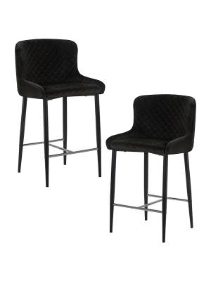 Набор 2 шт Стул полубарный DOBRIN CHRISTIAN'65, черные ножки, черный велюр (V108-77)