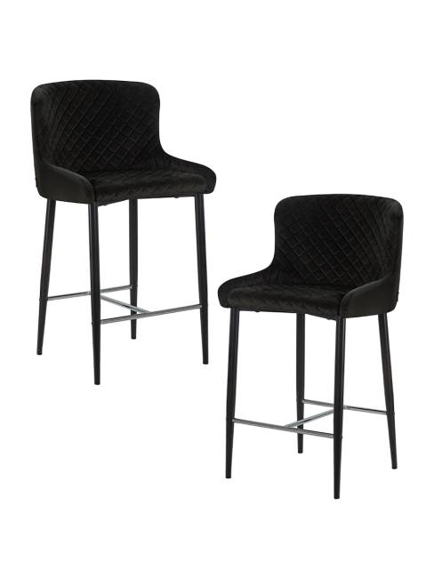 Набор 2 шт Стул полубарный DOBRIN CHRISTIAN'65, черные ножки, черный велюр (V108-77)