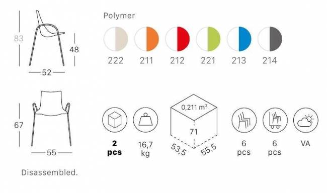 Кресло пластиковое двухцветное Zebra Bicolore хром, белый, оранжевый 550х520х810 мм