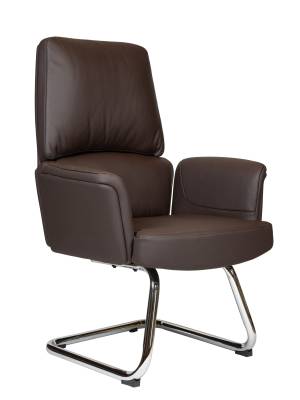Кресло офисное / Бонно CF / Bonno CF  / коричневая кожа / алюминевая база