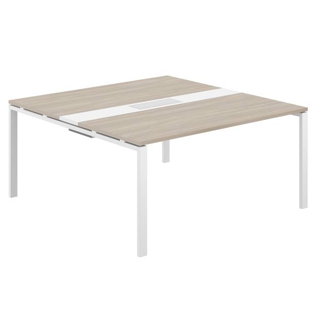 SG.283.OD.63.WH.WH / Стол переговорный комбинированный 1600х1638х750 МК60х30 / профиль: 60х30 белый; столешница: дуб темный, вставка белая