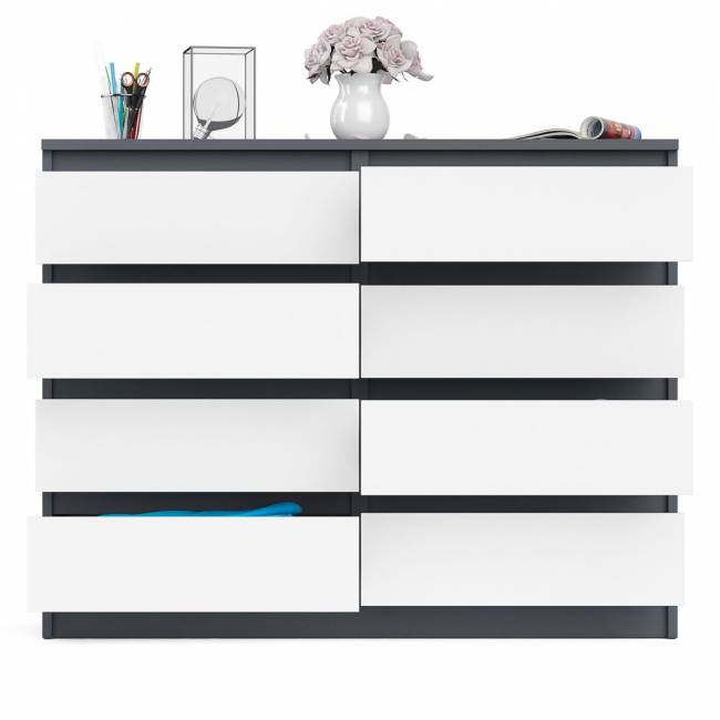 Комод восемь выдвижных ящиков Мори МК1200.8 цвет графит/белый