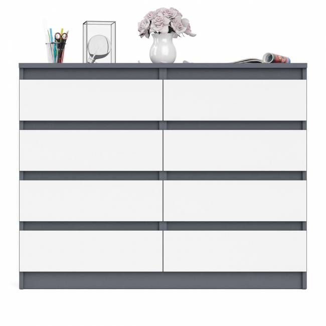 Комод восемь выдвижных ящиков Мори МК1200.8 цвет графит/белый