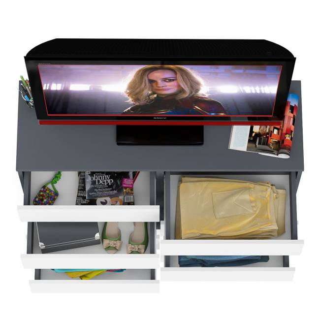 Комод восемь выдвижных ящиков Мори МК1200.8 цвет графит/белый